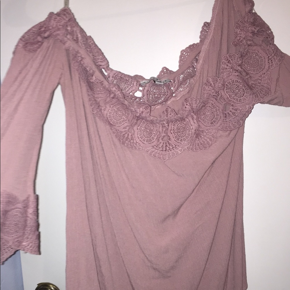 Haute Monde Dusty Blush Off the Shoulder Top